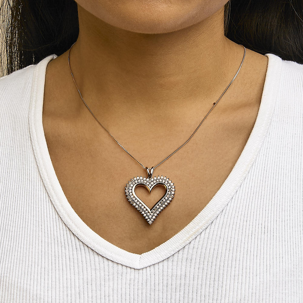 .925 Sterling Silver Diamond Heart 18" Pendant Necklace (I-J Color, I2-I3 Clarity)