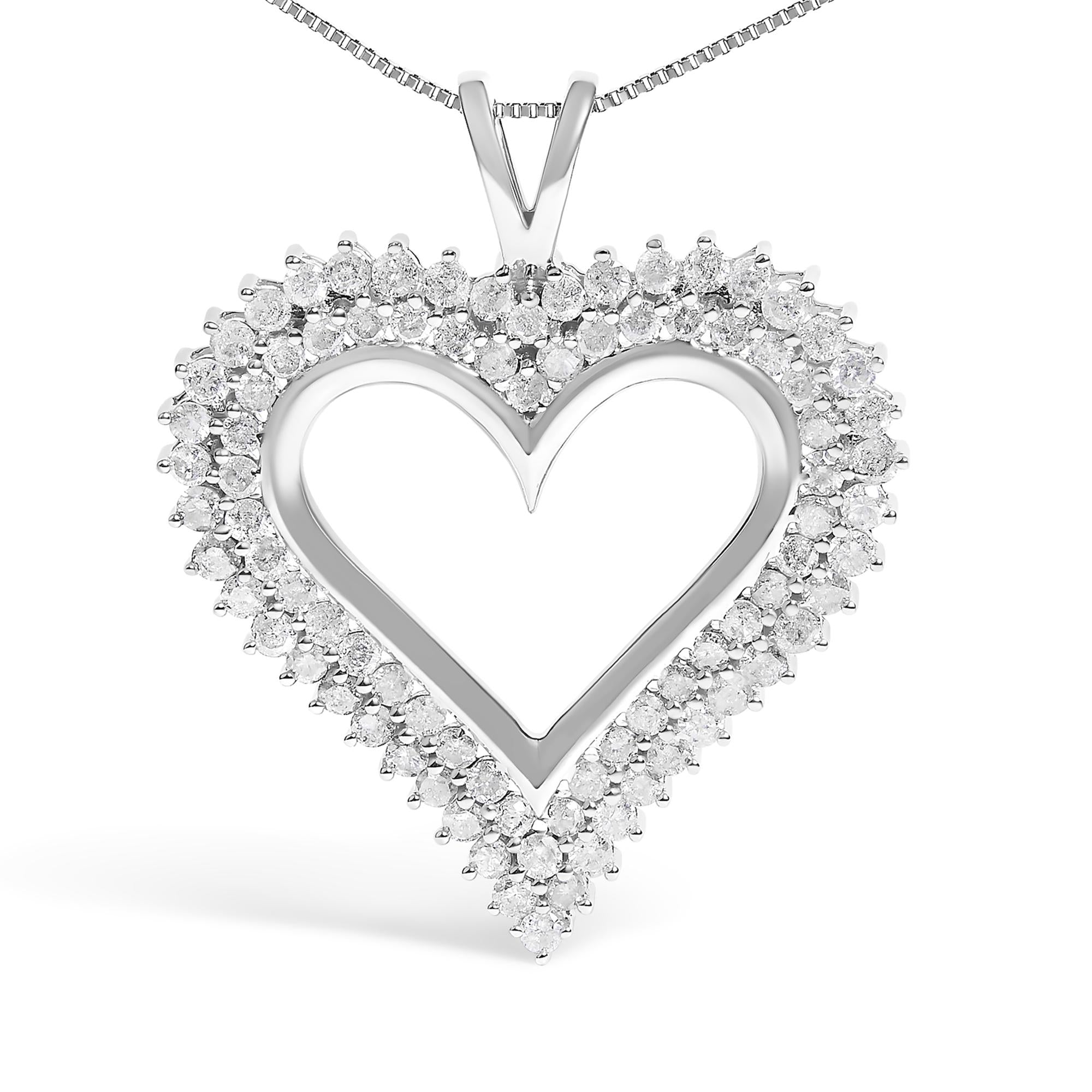 .925 Sterling Silver Diamond Heart 18" Pendant Necklace (I-J Color, I2-I3 Clarity)