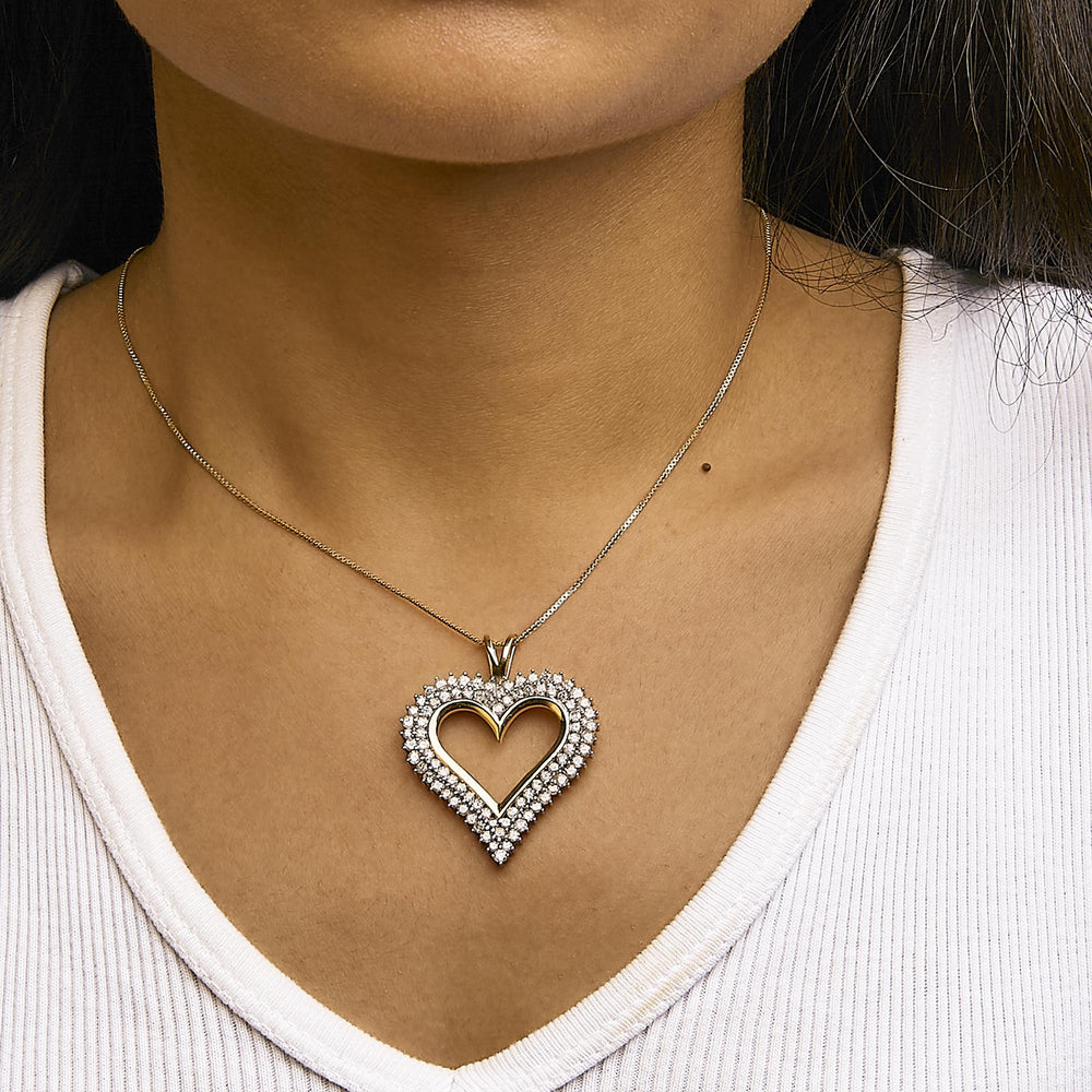 .925 Sterling Silver Diamond Heart 18" Pendant Necklace (I-J Color, I2-I3 Clarity)