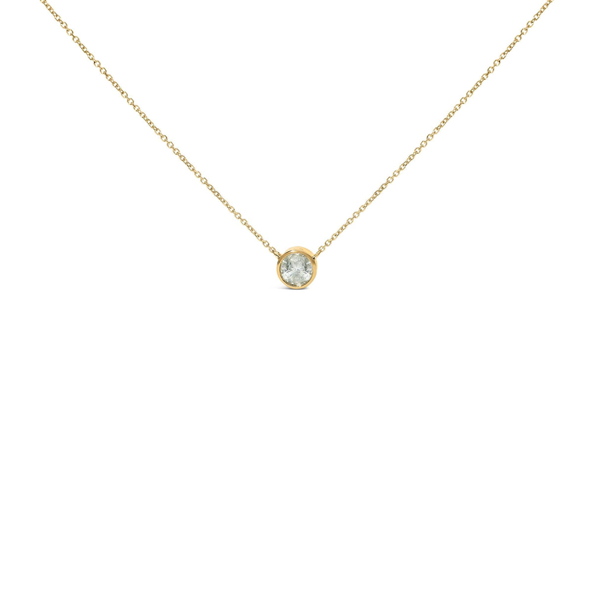 10K Yellow Gold 2.0 Cttw Round Bezel Set Diamond Solitaire Pendant Necklace