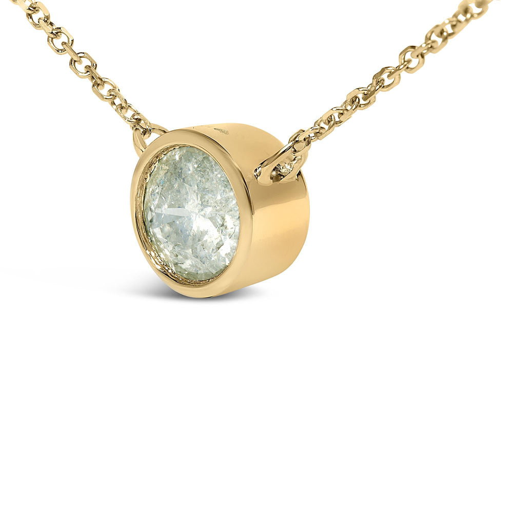 10K Yellow Gold 2.0 Cttw Round Bezel Set Diamond Solitaire Pendant Necklace