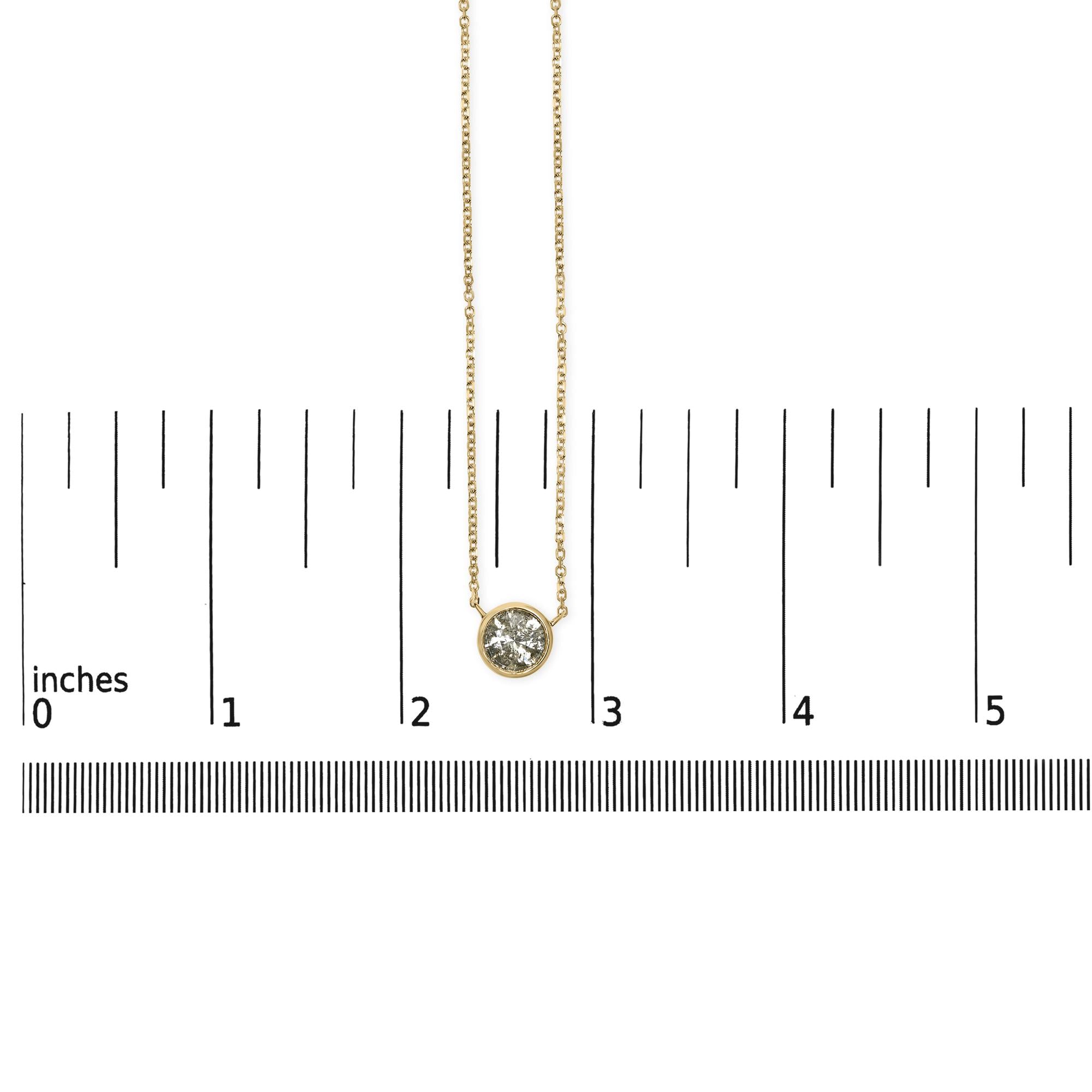 10K Yellow Gold 2.0 Cttw Round Bezel Set Diamond Solitaire Pendant Necklace