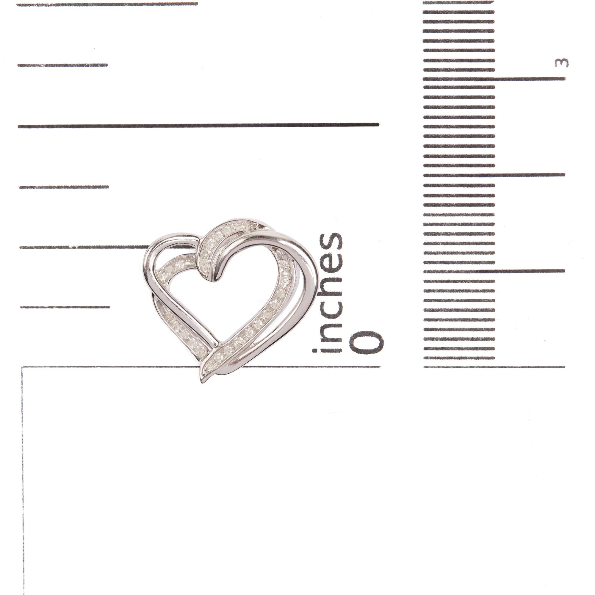 925 Sterling Silver 1/10ct TDW Diamond Double Heart Pendant Necklace