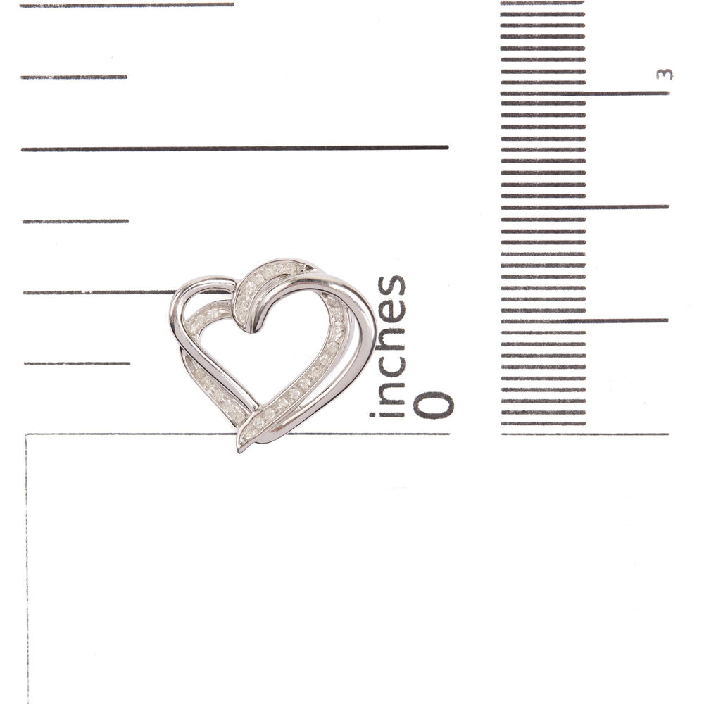 925 Sterling Silver 1/10ct TDW Diamond Double Heart Pendant Necklace