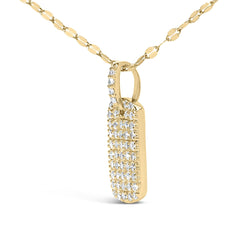 14K Yellow Gold 1/3 Cttw Diamond Dog Tag Pendant Necklaces 18"