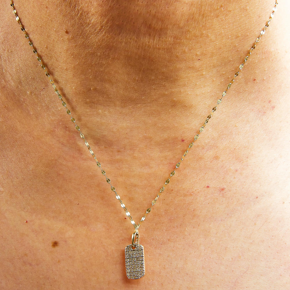 14K Yellow Gold 1/3 Cttw Diamond Dog Tag Pendant Necklaces 18"