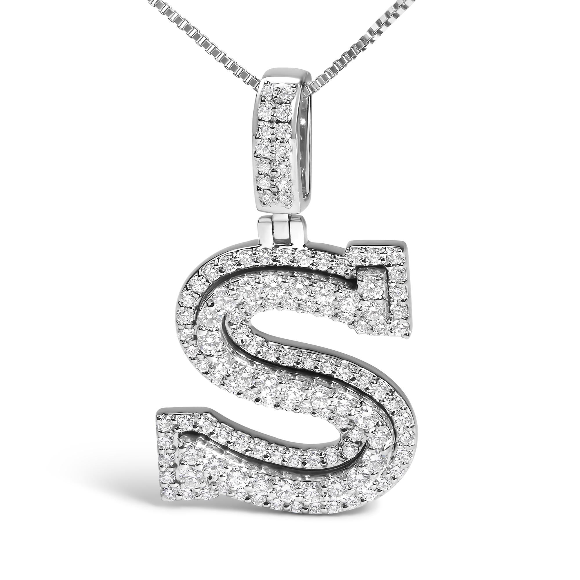 .925 Sterling Silver 1 1/10 Cttw Round Lab-Grown Diamond "S" Pendant Necklace - 18"