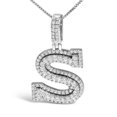 .925 Sterling Silver 1 1/10 Cttw Round Lab-Grown Diamond "S" Pendant Necklace - 18"