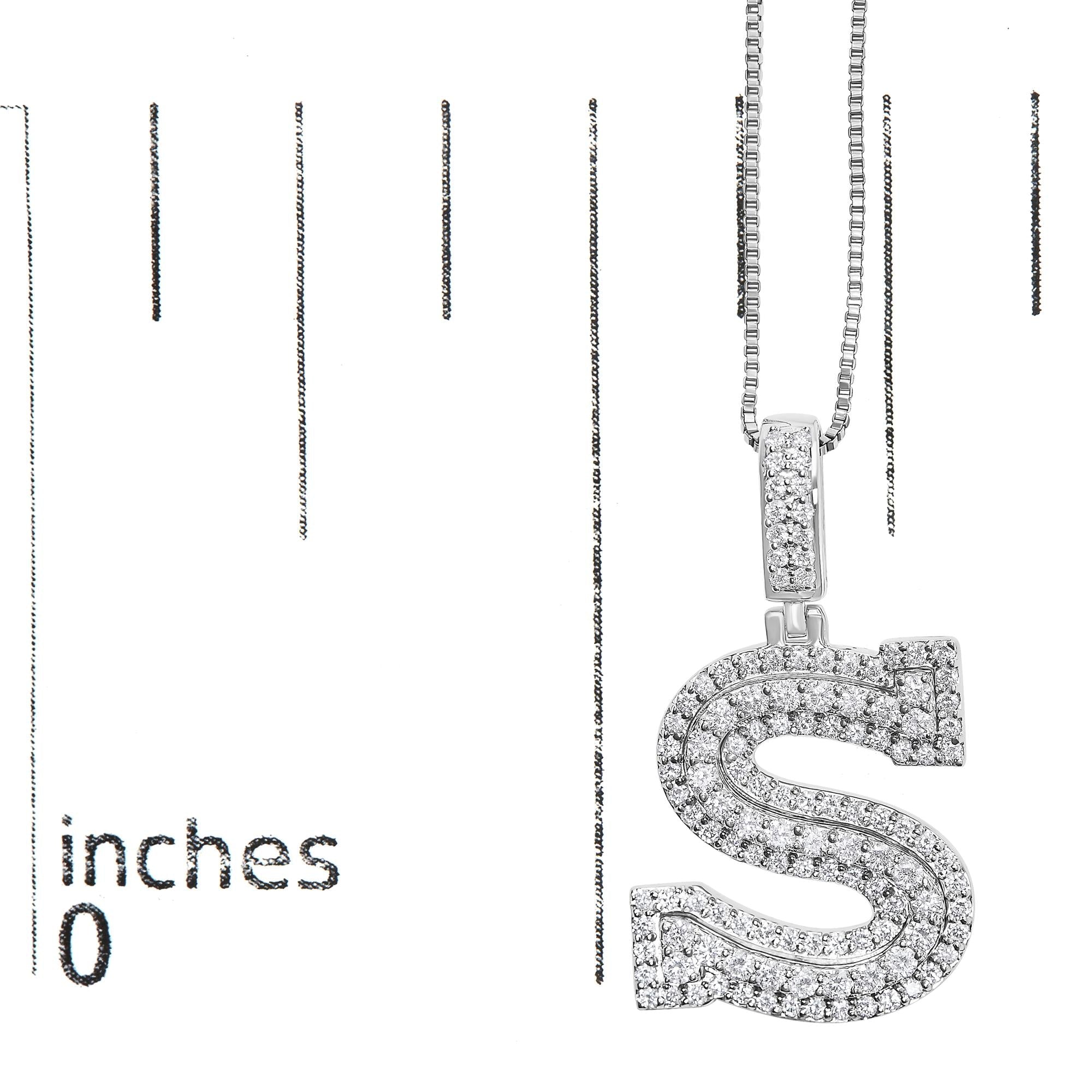 .925 Sterling Silver 1 1/10 Cttw Round Lab-Grown Diamond "S" Pendant Necklace - 18"