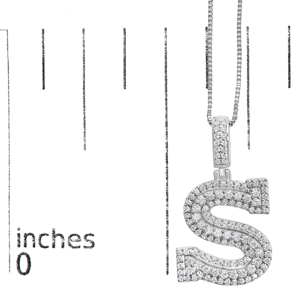 .925 Sterling Silver 1 1/10 Cttw Round Lab-Grown Diamond "S" Pendant Necklace - 18"