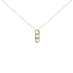 14K Yellow Gold Plated .925 Sterling Silver 1/6 Cttw Diamond Interlocking Triple Asymmetric Circle Hoop 18" Pendant Necklace (H-I Color, I1-I2 Clarity)