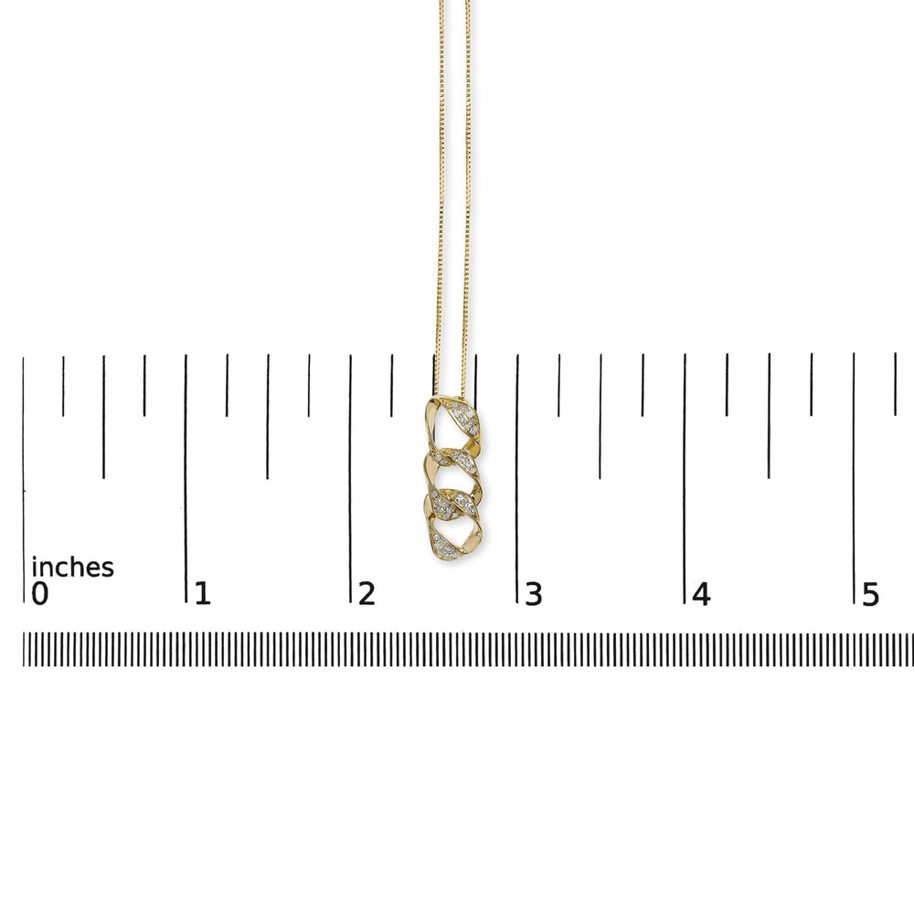 14K Yellow Gold Plated .925 Sterling Silver 1/6 Cttw Diamond Interlocking Triple Asymmetric Circle Hoop 18" Pendant Necklace (H-I Color, I1-I2 Clarity)