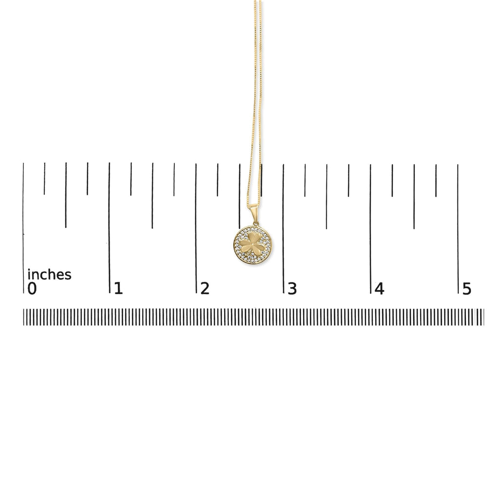 10K Yellow Gold 3 Leaf Clover 1/6 Cttw Diamond Pendant Necklace