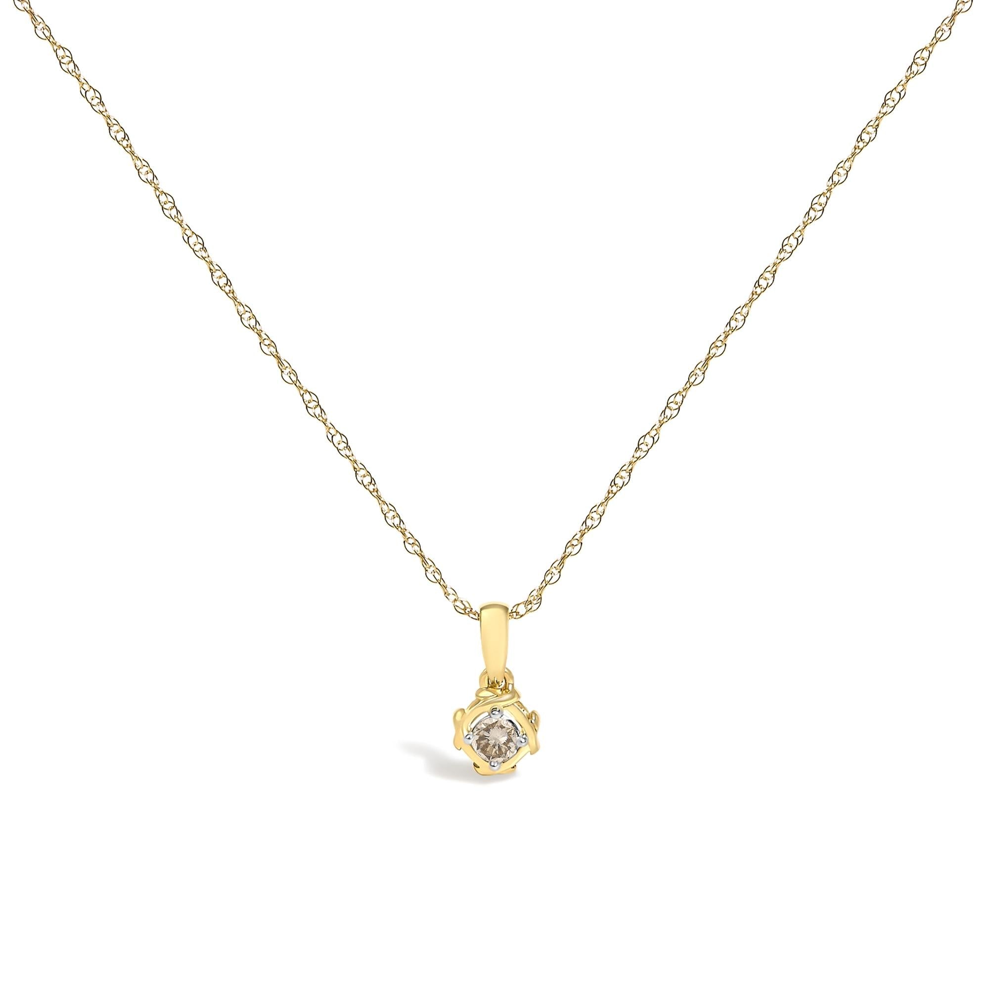 14K Yellow Gold Plated Sterling Silver 1/5 Cttw Diamond Swirl Pendant Necklace