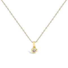 14K Yellow Gold Plated Sterling Silver 1/5 Cttw Diamond Swirl Pendant Necklace