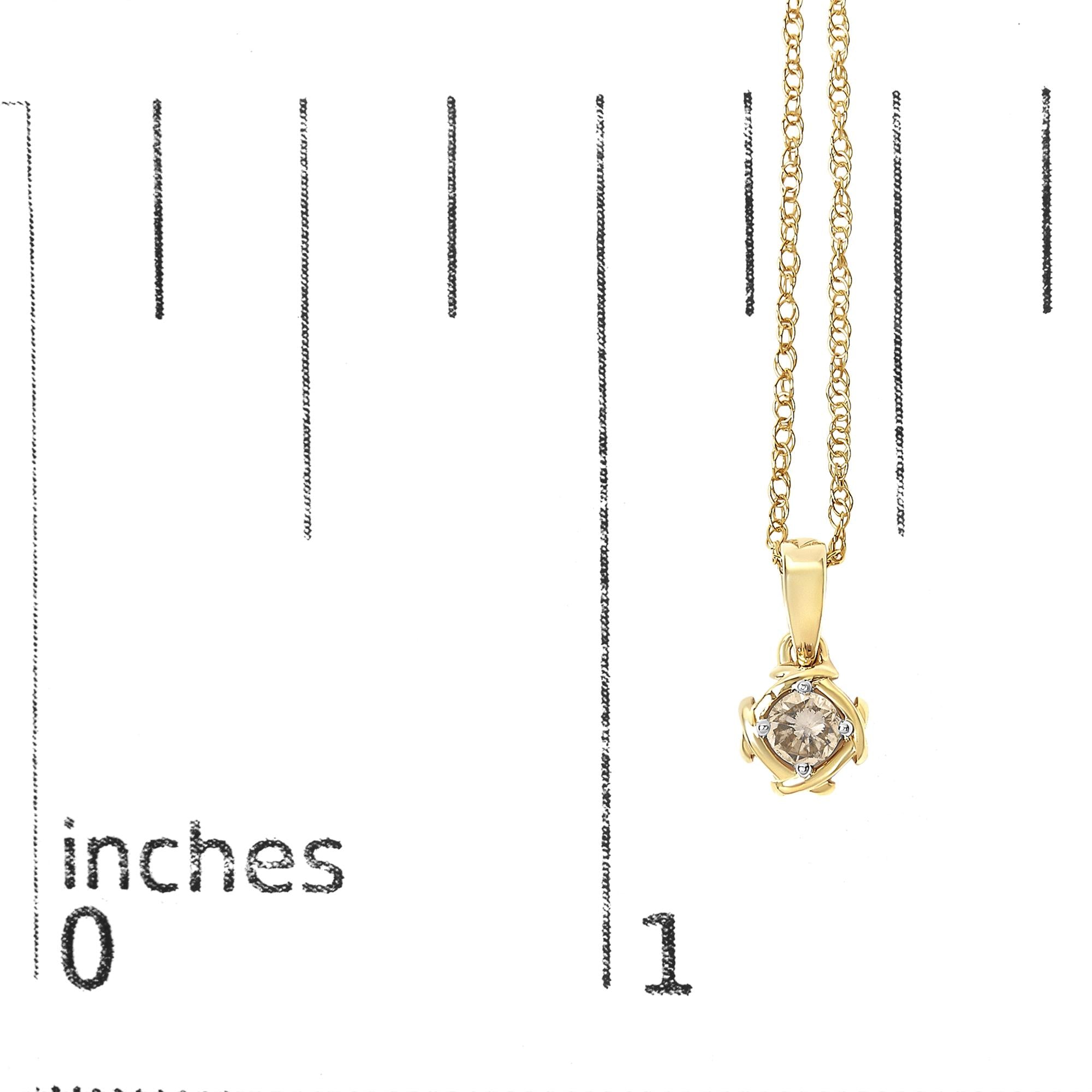 14K Yellow Gold Plated Sterling Silver 1/5 Cttw Diamond Swirl Pendant Necklace