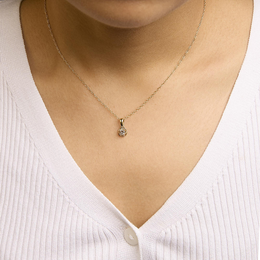 14K Yellow Gold Plated Silver 1/5 Cttw Diamond Openwork Pendant Necklace