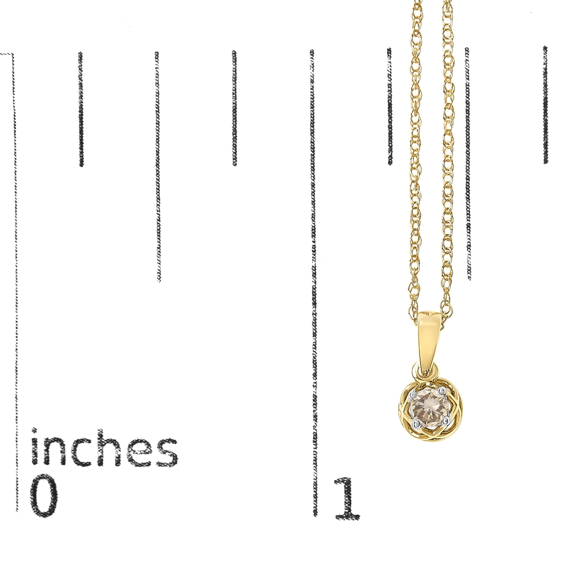 14K Yellow Gold Plated Silver 1/5 Cttw Diamond Openwork Pendant Necklace