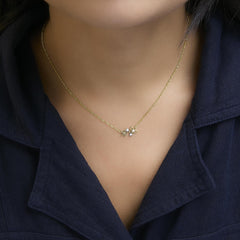 14K Yellow Gold Plated Sterling Silver Diamond Accent Floral Pendant Necklace