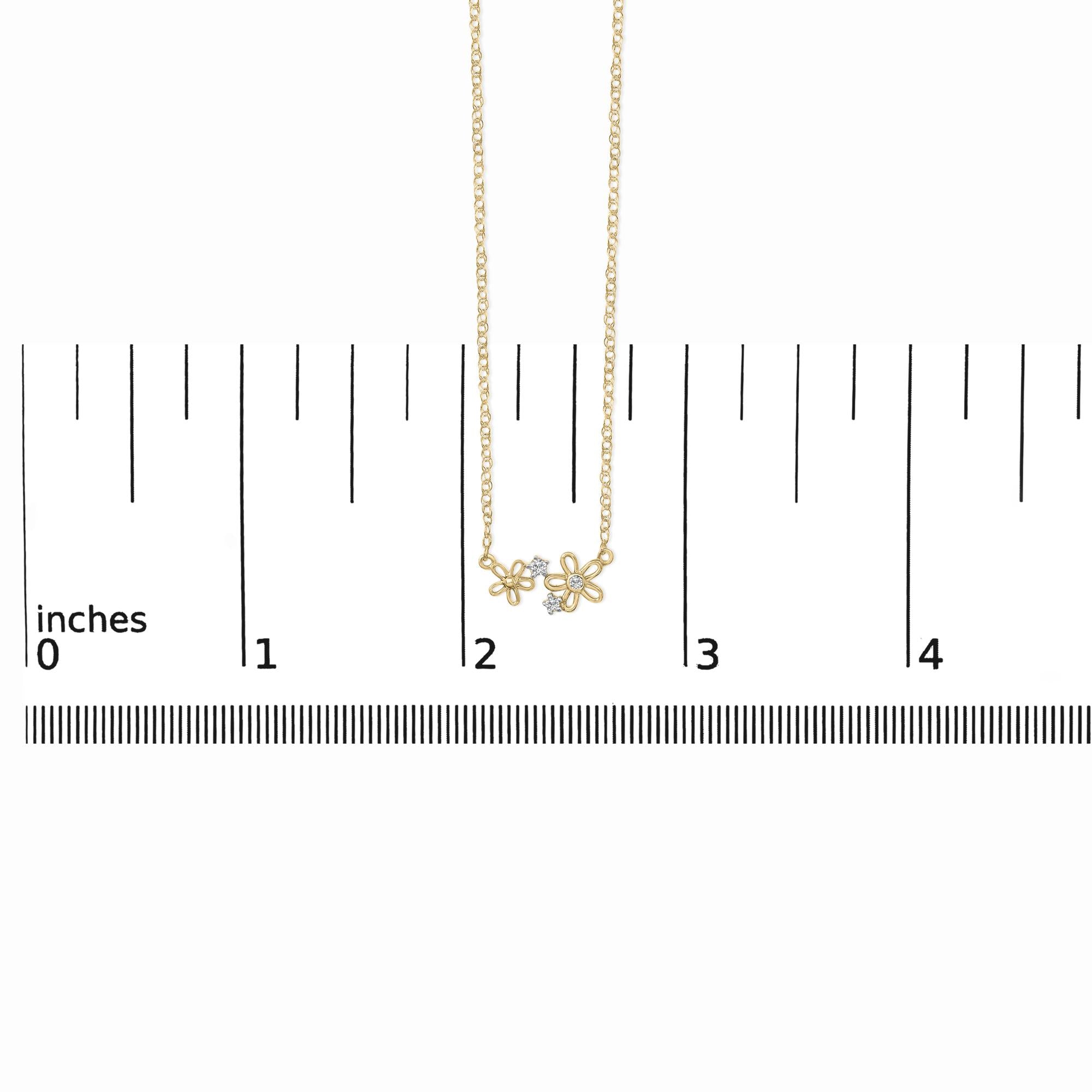 14K Yellow Gold Plated Sterling Silver Diamond Accent Floral Pendant Necklace