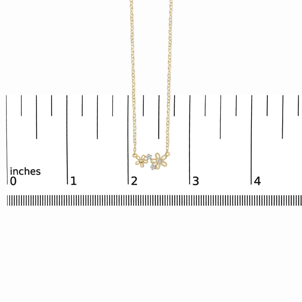 14K Yellow Gold Plated Sterling Silver Diamond Accent Floral Pendant Necklace