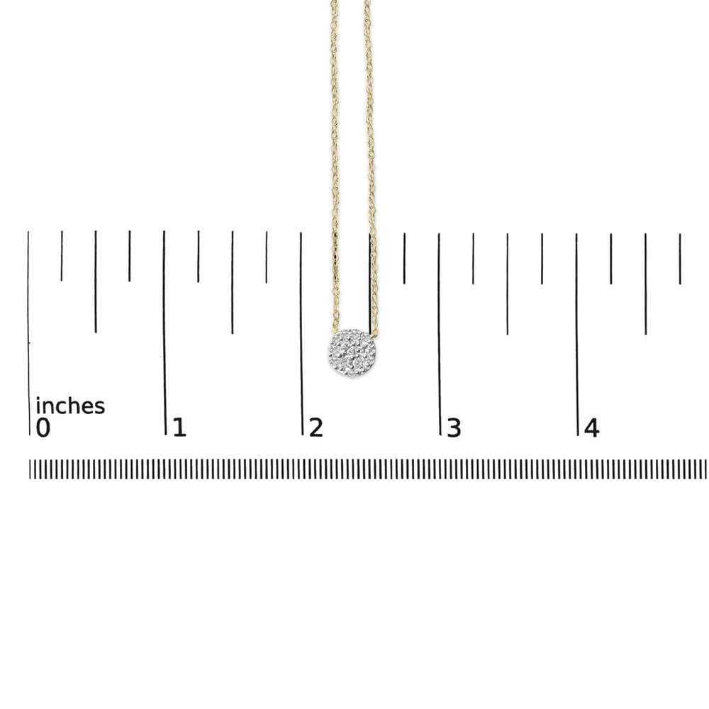 14K Yellow Gold Plated Sterling Silver 3/8 Cttw Diamond Cluster Pendant Necklace