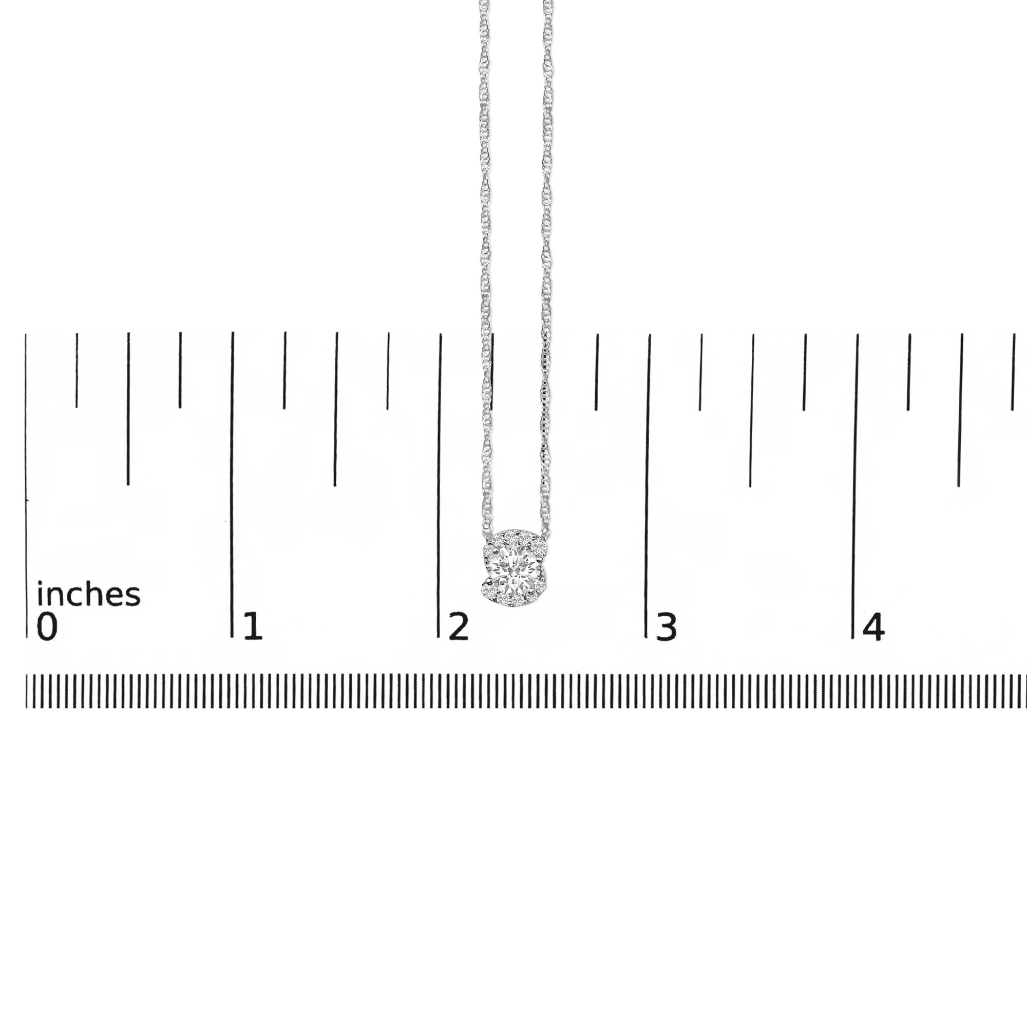 .925 Sterling Silver 1.0 Cttw Lab Grown Round-Cut Diamond Pendant Necklace 18"