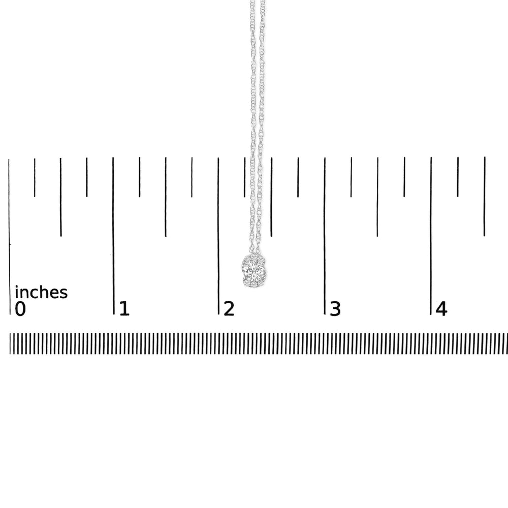 Sterling Silver 1/2 Cttw Lab Grown Diamond Oval Halo Pendant Necklace