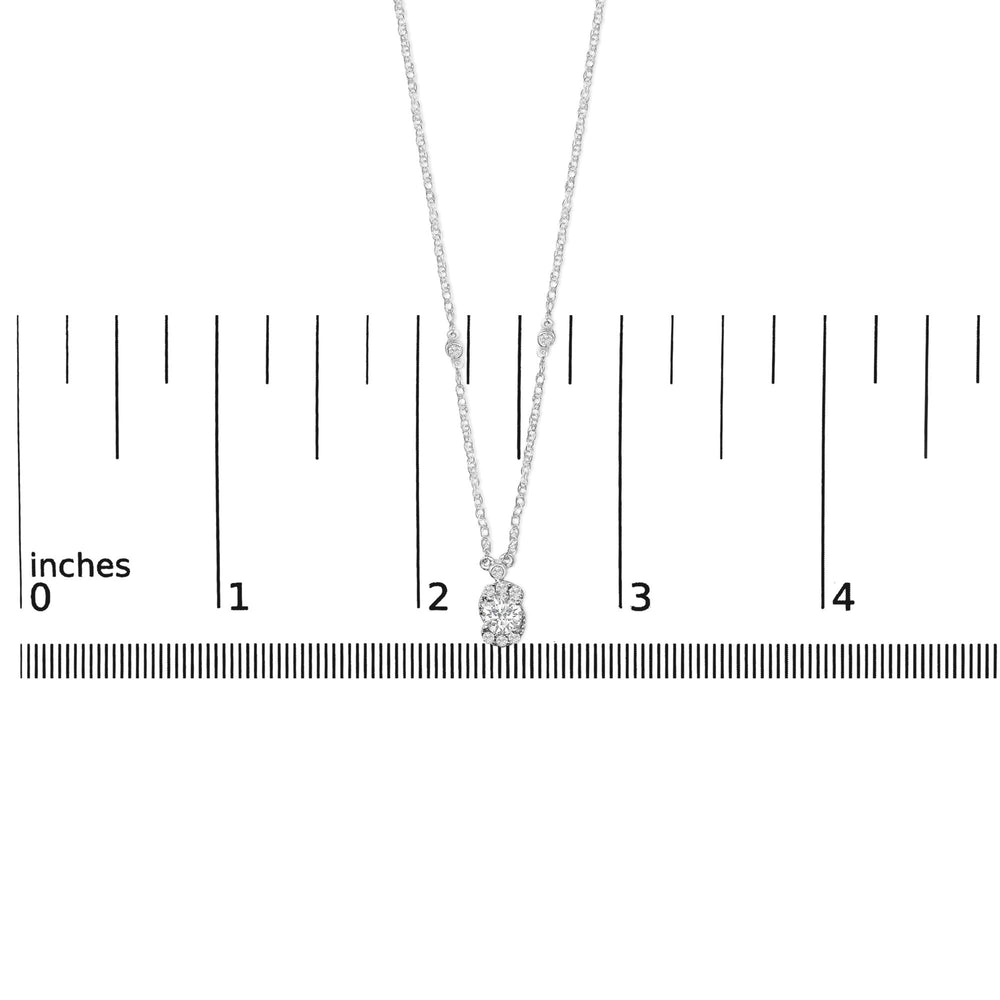 Sterling Silver 5/8 Cttw Lab Grown Diamond Oval Halo Pendant Necklace