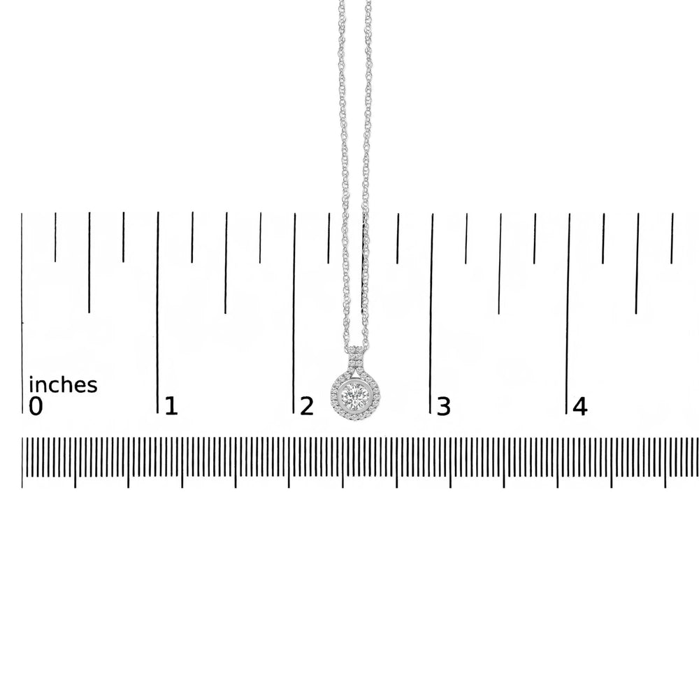 Sterling Silver 3/4 Cttw Lab Grown Diamond Halo Pendant Necklace