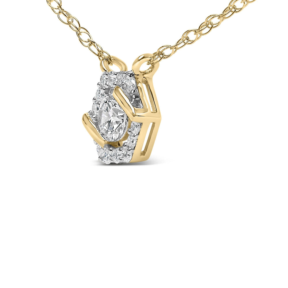 14K Yellow Gold Plated Sterling Silver 3/8 Cttw Lab Grown Diamond Hex Halo Pendant Necklace