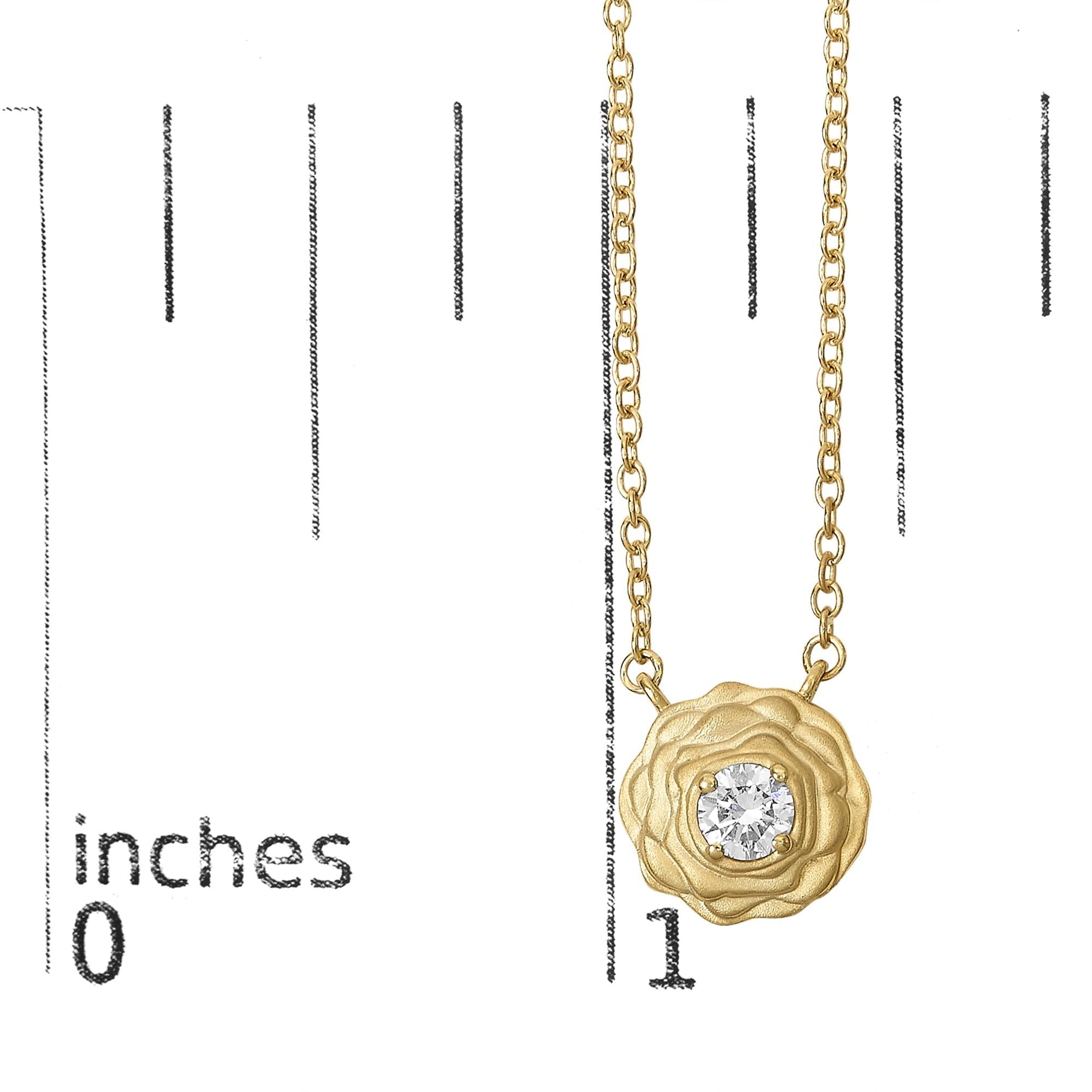 14K Yellow Gold Plated Sterling Silver 1/5 Cttw Lab Grown Diamond Rose Pendant Necklace