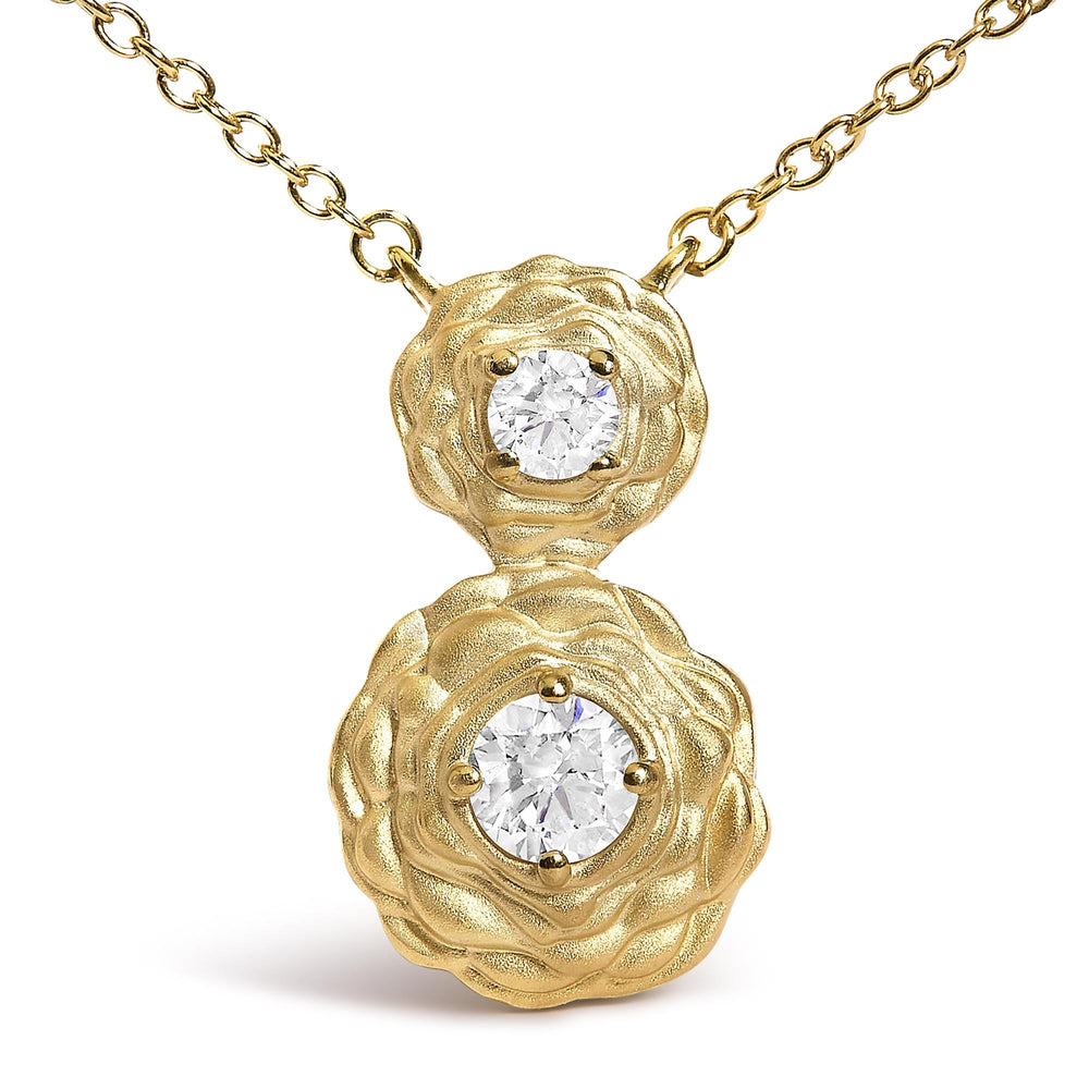 14K Yellow Gold Plated Sterling Silver 1/2 Cttw Lab Grown Diamond Rose Pendant Necklace