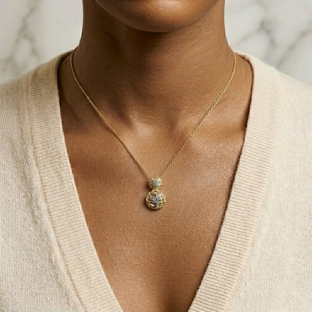 14K Yellow Gold Plated Sterling Silver 1/2 Cttw Lab Grown Diamond Rose Pendant Necklace