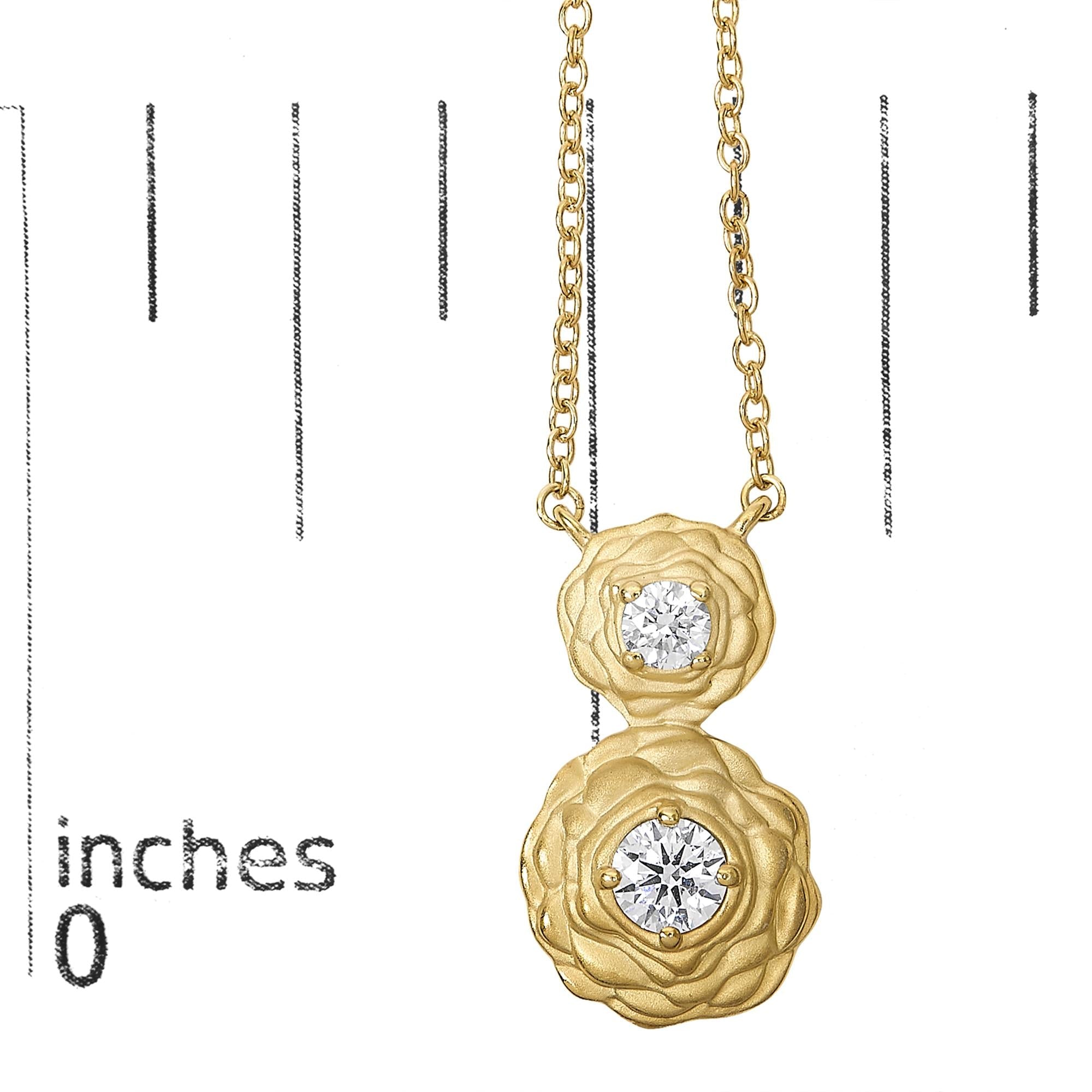 14K Yellow Gold Plated Sterling Silver 1/2 Cttw Lab Grown Diamond Rose Pendant Necklace