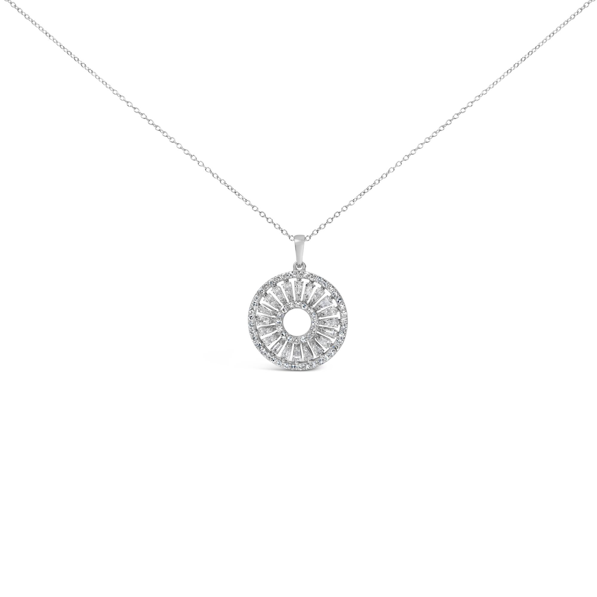 Sterling Silver 1 1/6 Cttw Diamond Openwork Medallion Pendant Necklace