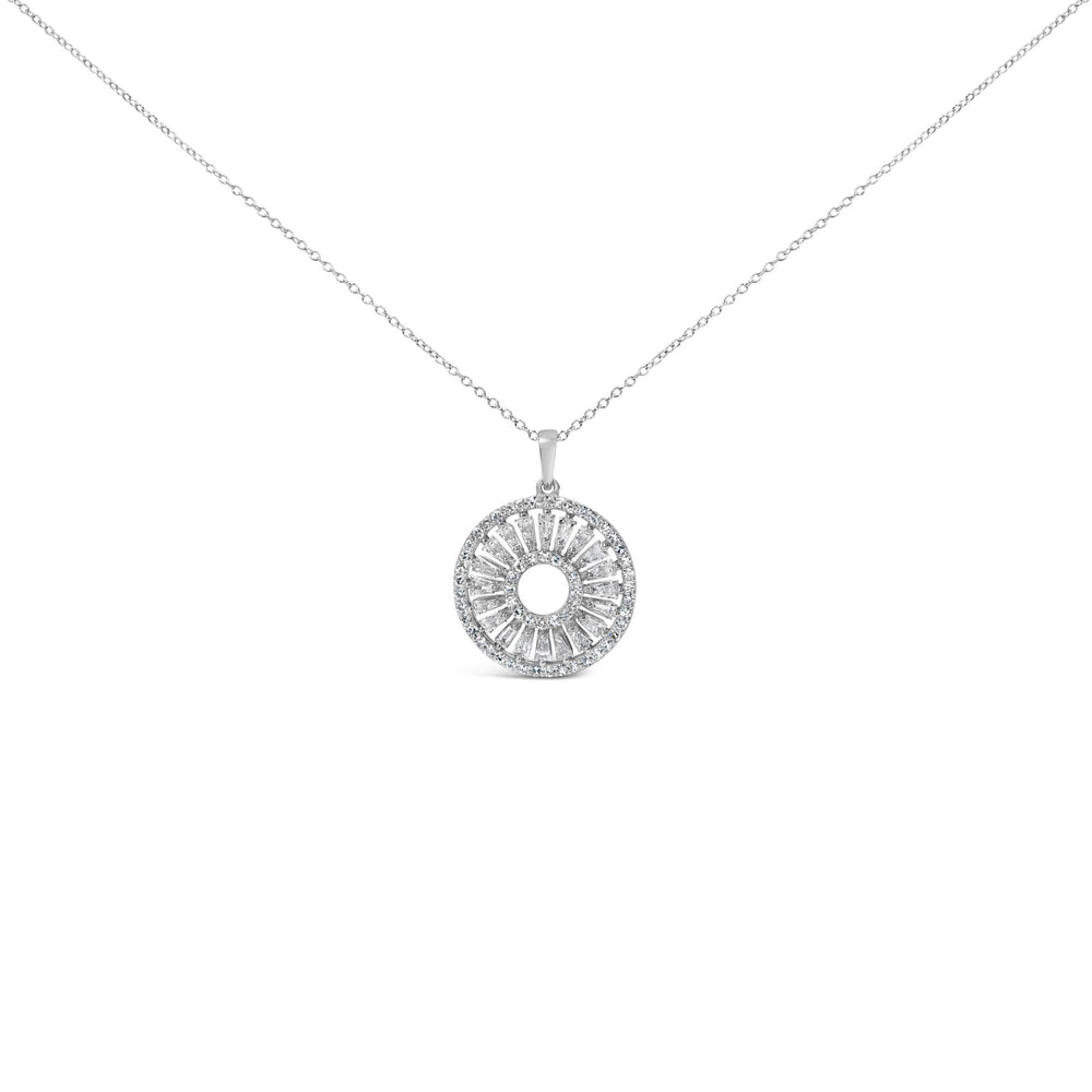 Sterling Silver 1 1/6 Cttw Diamond Openwork Medallion Pendant Necklace