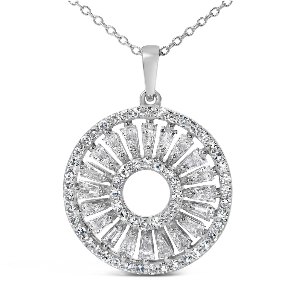 Sterling Silver 1 1/6 Cttw Diamond Openwork Medallion Pendant Necklace
