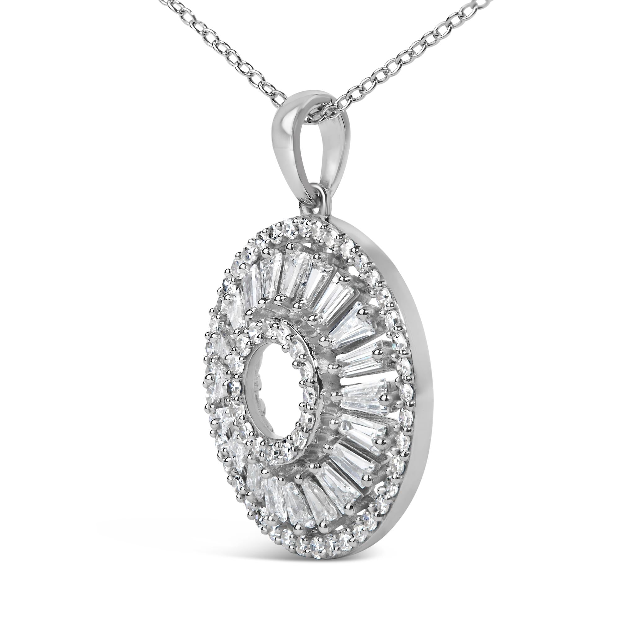 Sterling Silver 1 1/6 Cttw Diamond Openwork Medallion Pendant Necklace