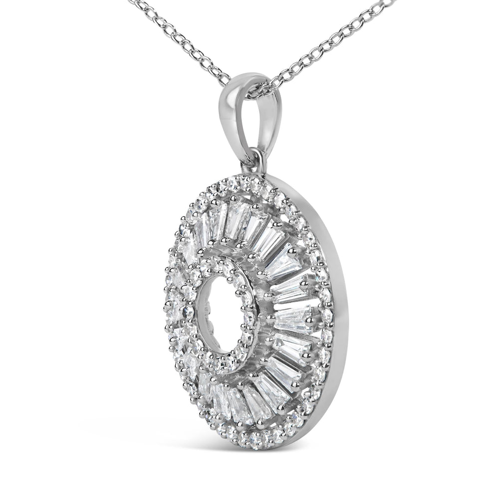 Sterling Silver 1 1/6 Cttw Diamond Openwork Medallion Pendant Necklace