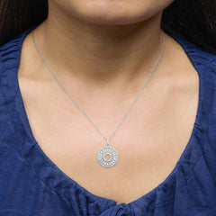 Sterling Silver 1 1/6 Cttw Diamond Openwork Medallion Pendant Necklace