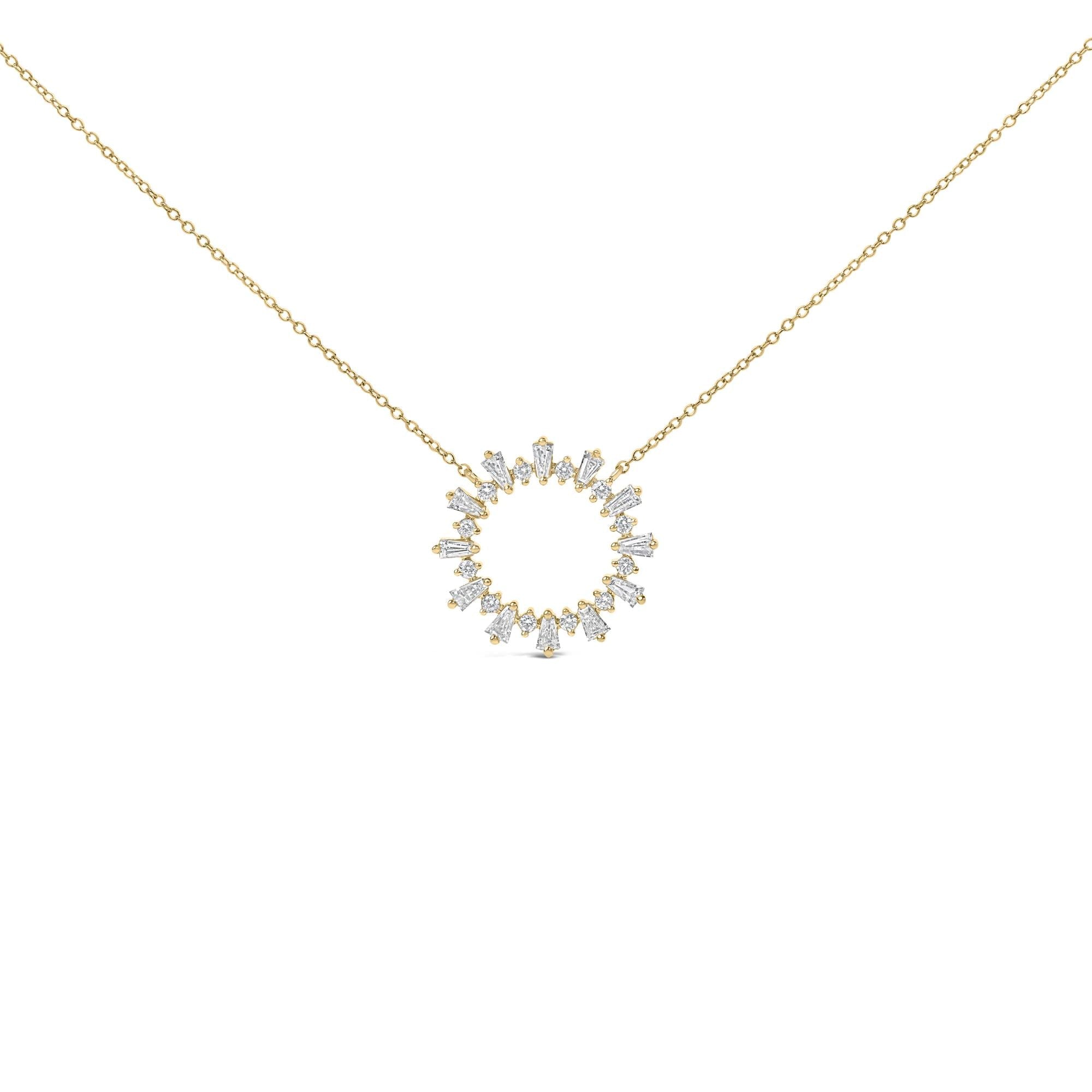 14K Yellow Gold Plated Sterling Silver 3/4 Cttw Diamond Starburst Pendant Necklace