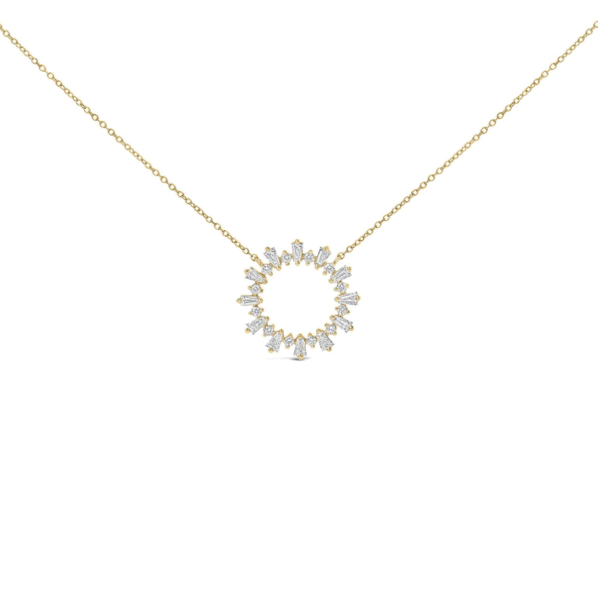 14K Yellow Gold Plated Sterling Silver 3/4 Cttw Diamond Starburst Pendant Necklace