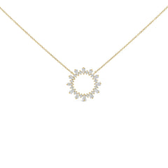 14K Yellow Gold Plated Sterling Silver 3/4 Cttw Diamond Starburst Pendant Necklace