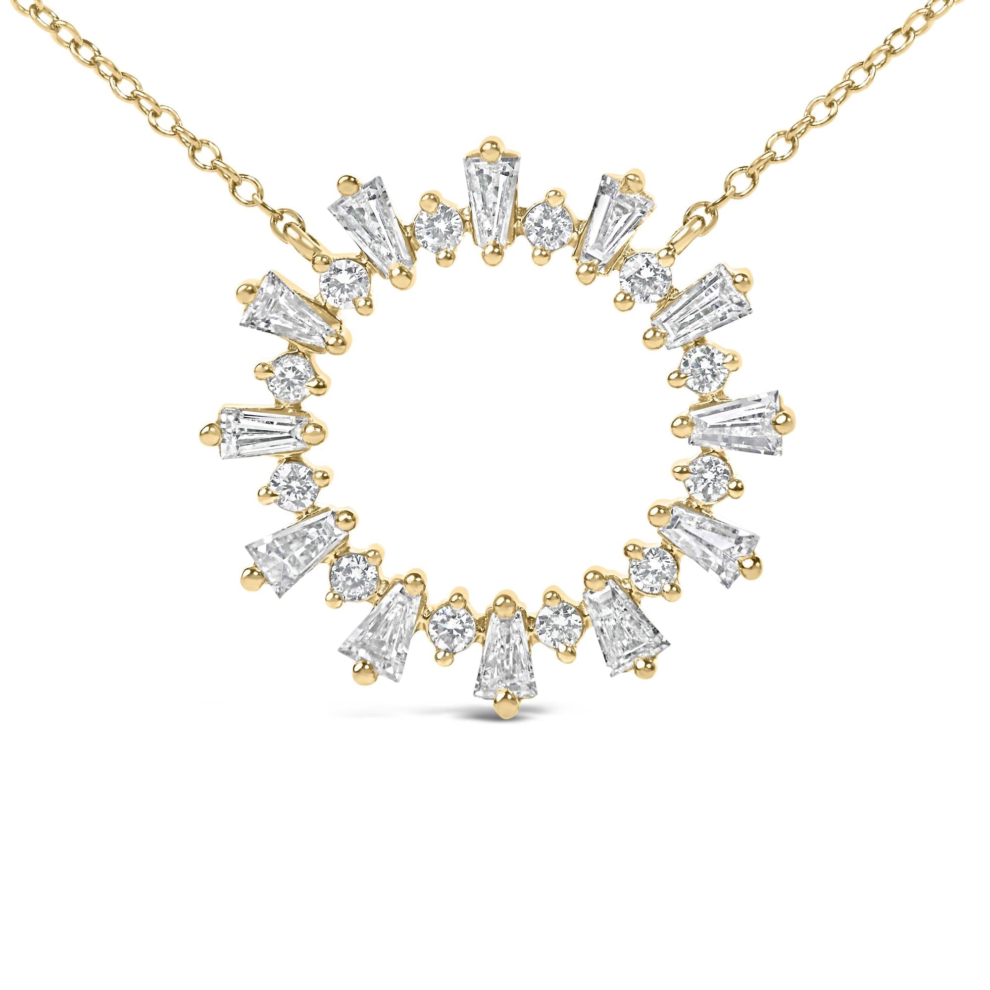 14K Yellow Gold Plated Sterling Silver 3/4 Cttw Diamond Starburst Pendant Necklace
