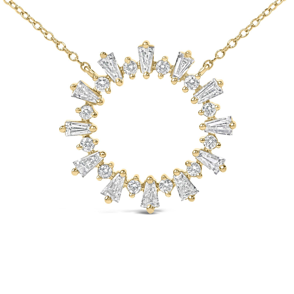 14K Yellow Gold Plated Sterling Silver 3/4 Cttw Diamond Starburst Pendant Necklace