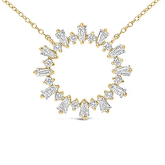 14K Yellow Gold Plated Sterling Silver 3/4 Cttw Diamond Starburst Pendant Necklace