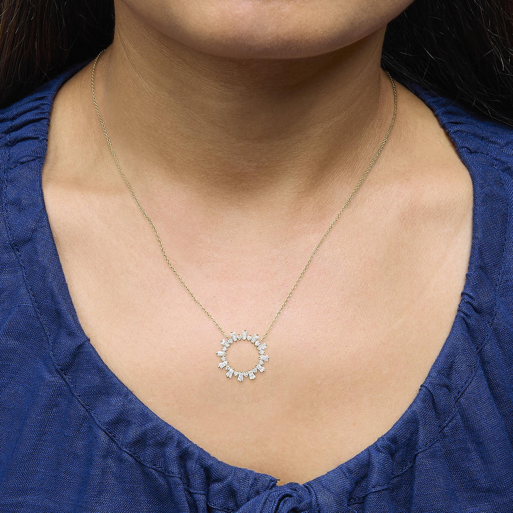 14K Yellow Gold Plated Sterling Silver 3/4 Cttw Diamond Starburst Pendant Necklace
