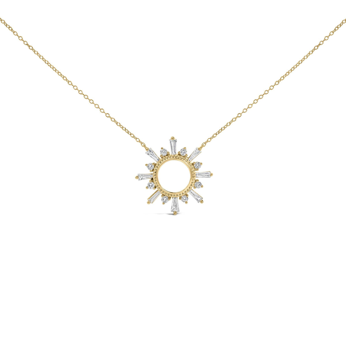 14K Yellow Gold Plated Sterling Silver 5/8 Cttw Diamond Open Starburst Pendant Necklace