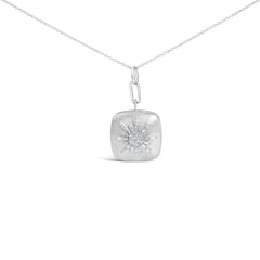 Sterling Silver 1/2 Cttw Diamond Sunburst Medallion Pendant Necklace 18 Inch Cable Chain